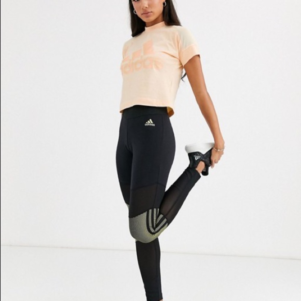 Adidas Training Glam Leggings In Black - Picture 1 of 7